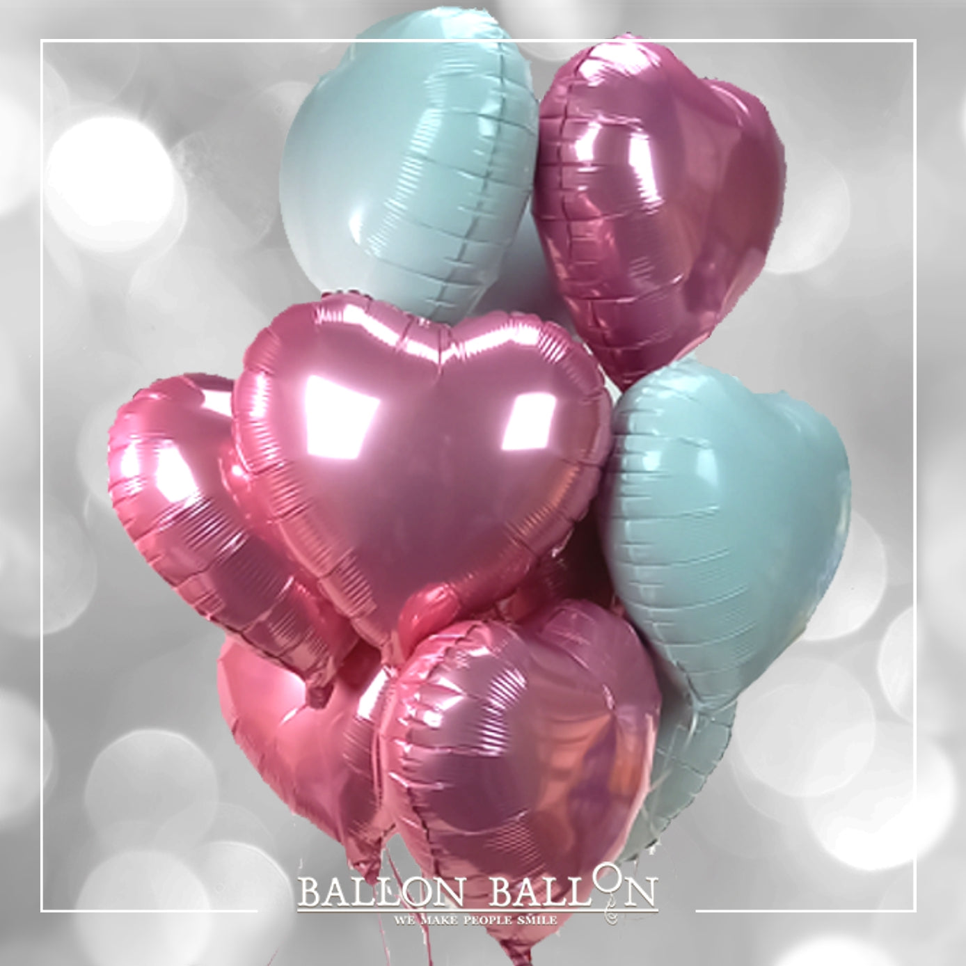 Ballons cœur rose & blanc