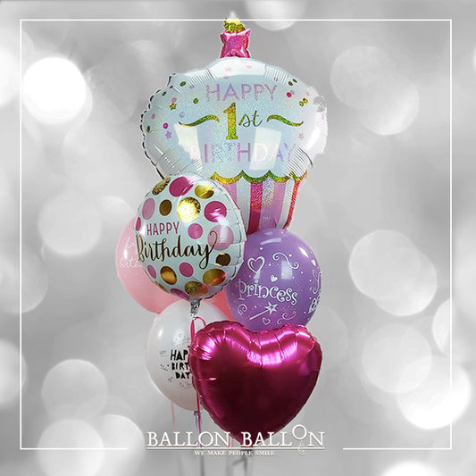 Bouquets de Ballons Fun 1 an Rose