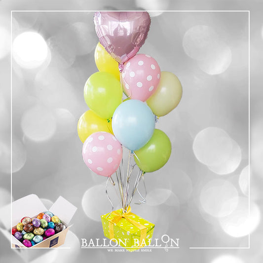 Bouquet de ballons Pâques avec chocolat